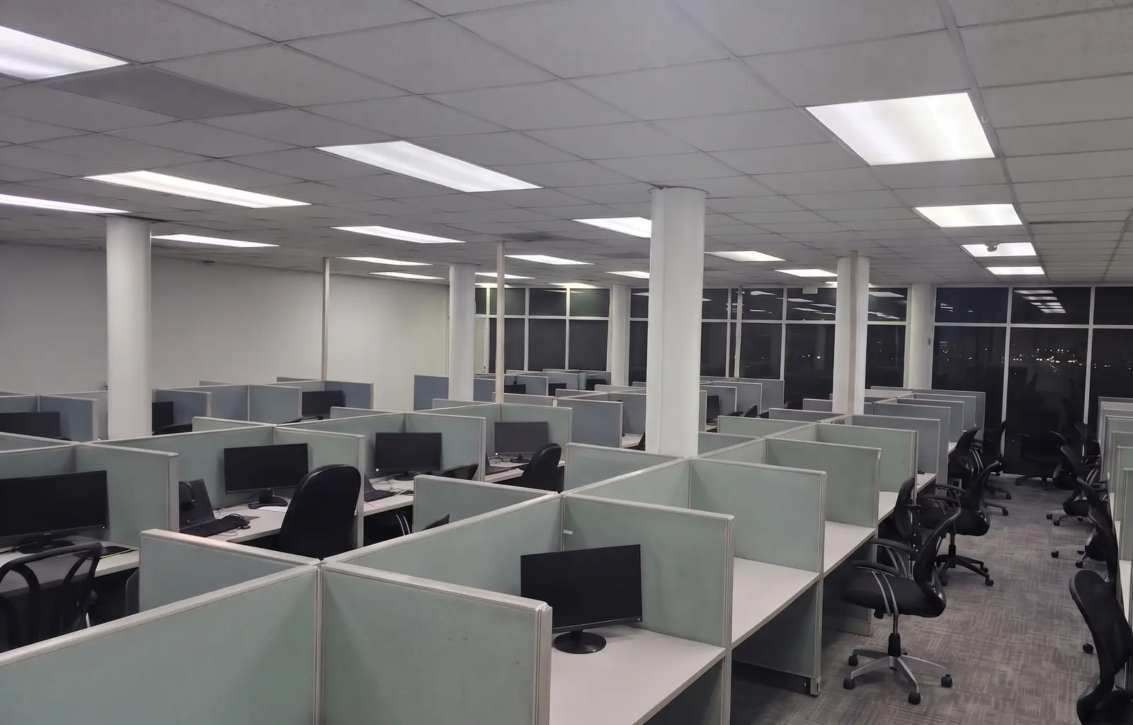 The DirecOne operations floor in Port of Spain in the evening